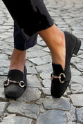 Zwarte Loafers met Gouden Bit