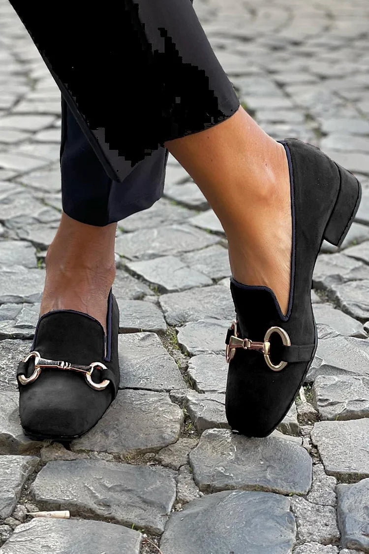 Zwarte Loafers met Gouden Bit