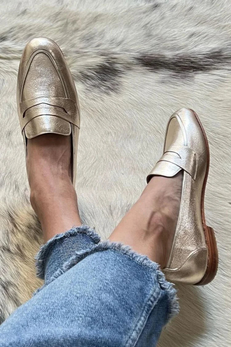 Glanzende Lichtgouden Loafer