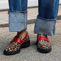 Panterprint Loafer met Rood Detail
