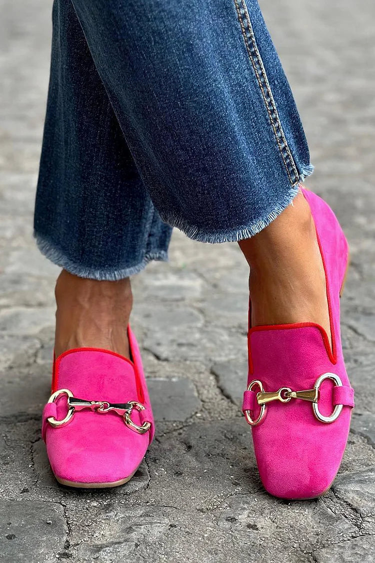 Fluor Loafer met Metalen Detail