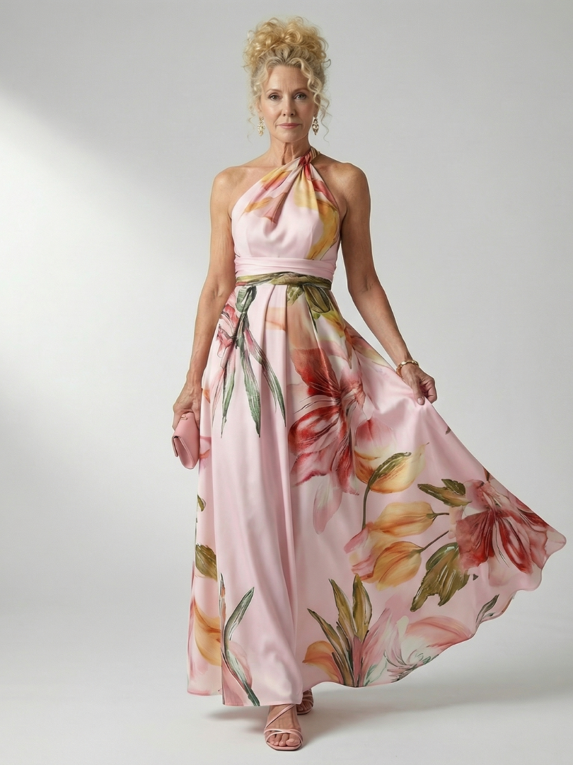 Amiel | Lichte Bloemige Maxi Jurk