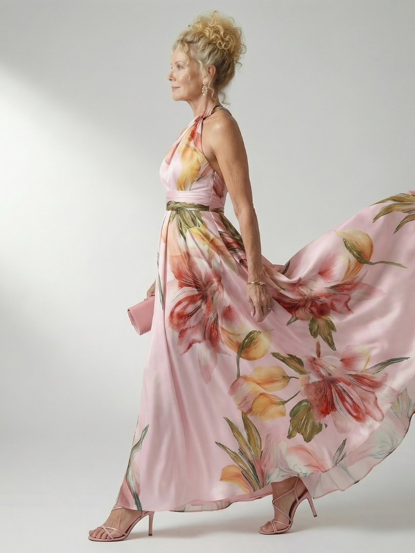 Amiel | Lichte Bloemige Maxi Jurk