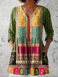 Lily | Etnisch Bloemen V-Hals Shirt