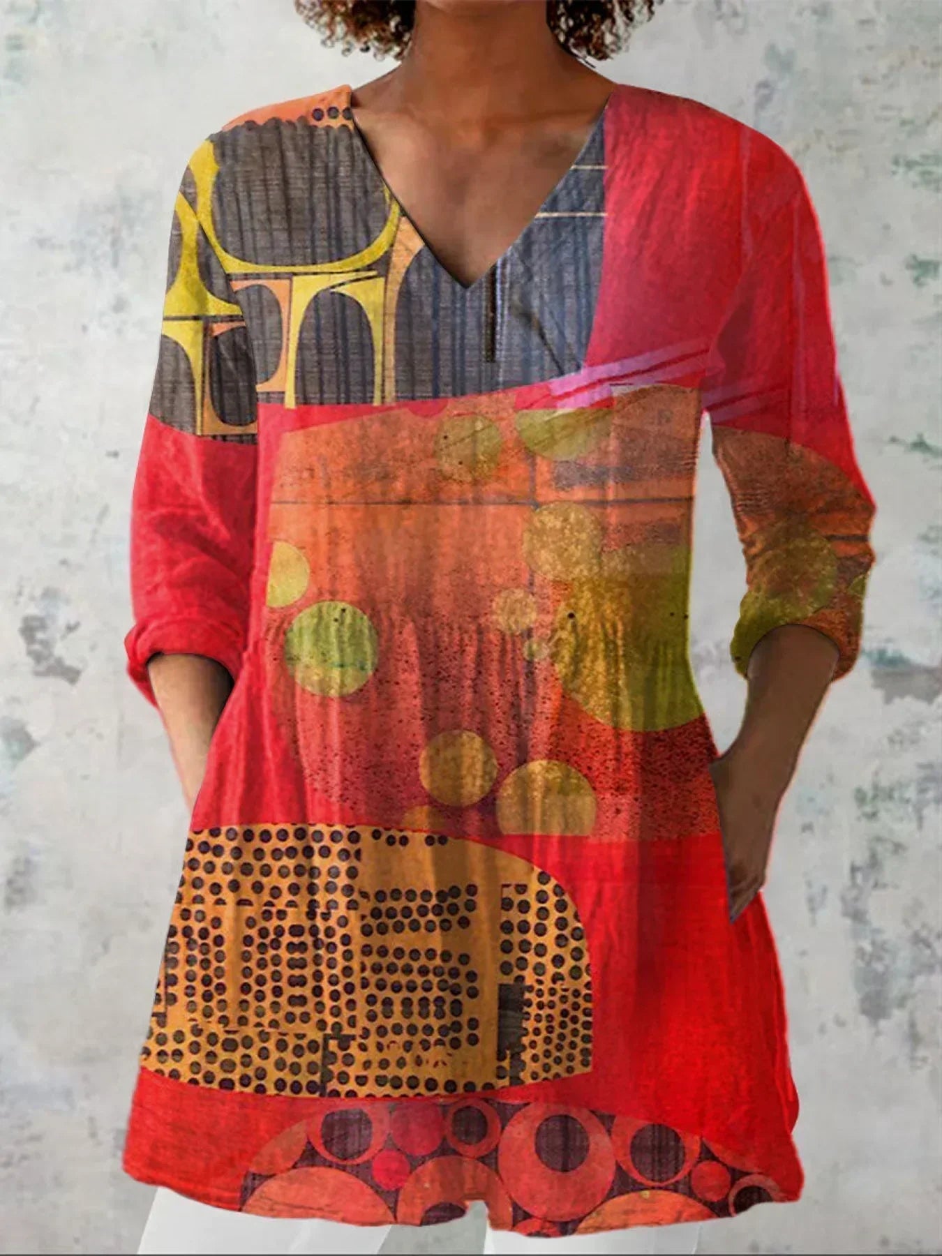Riley | Moderne Abstracte V-Hals Shirt