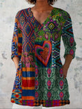 Mia | Boho Bloemen V-Hals Shirt