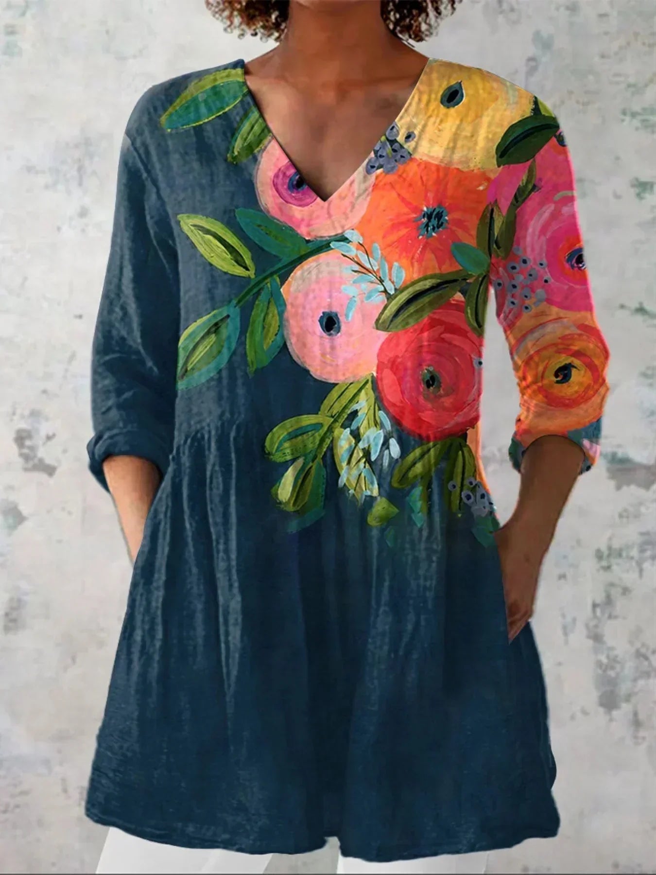 Elizabeth | Klassiek Bloemen V-Hals Shirt