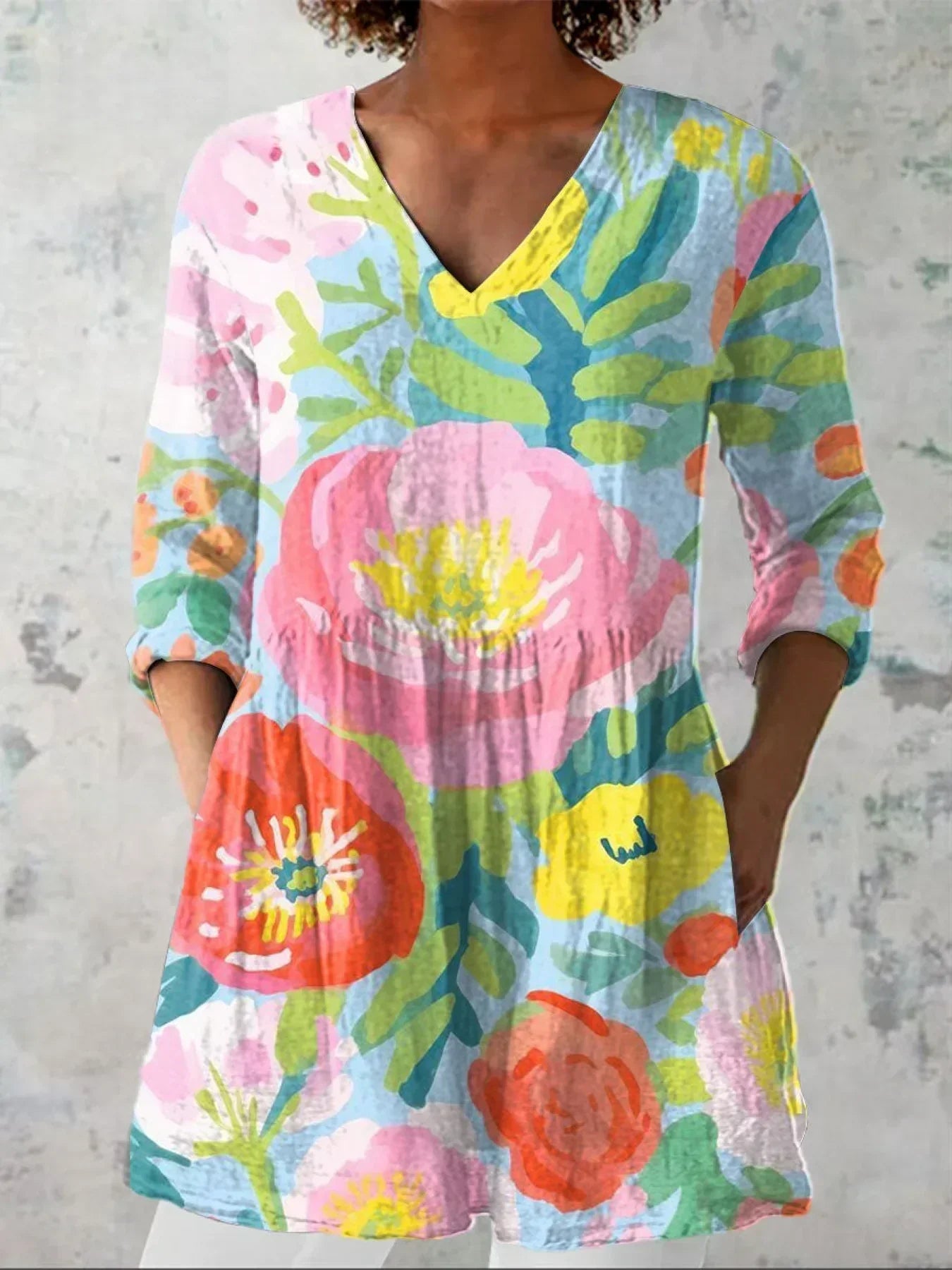 Stella | Zachte Bloemen V-Hals Shirt