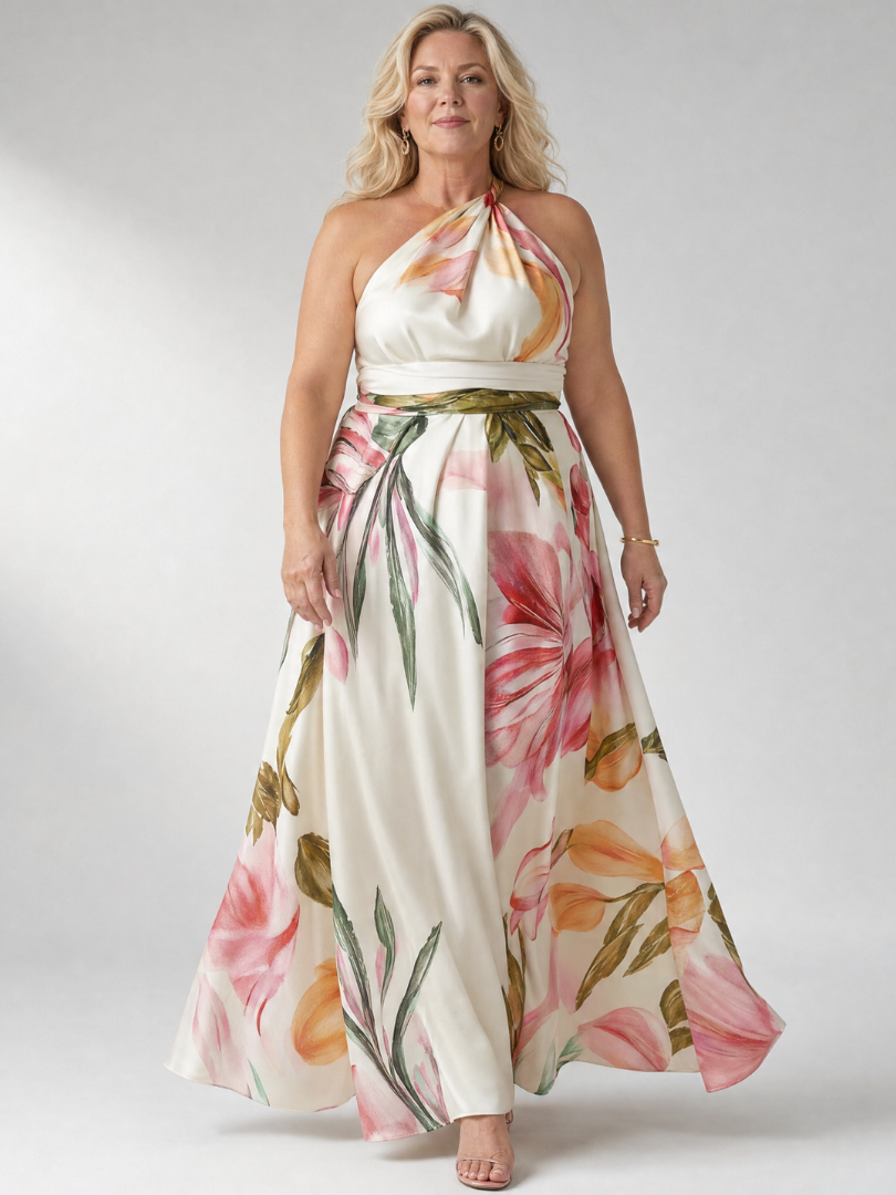 Amiel | Lichte Bloemige Maxi Jurk