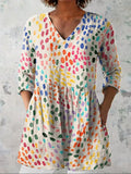 Hannah | Waterverf Polka Dot V-Hals Shirt