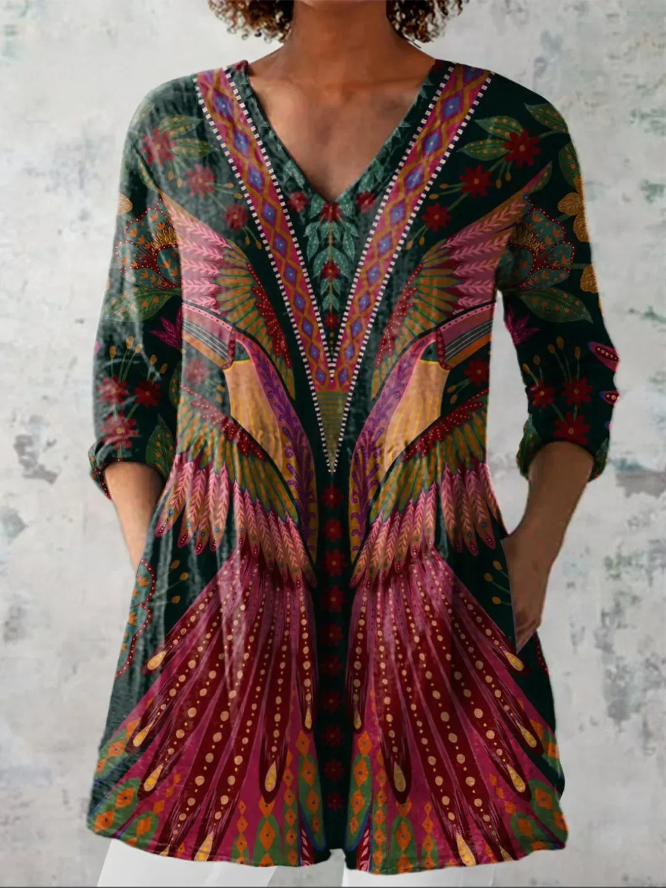 Ruby | Tropische Vogel V-hals Shirt