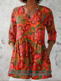 Aubrey | Etnische Zomer Bloemen V-Hals Shirt