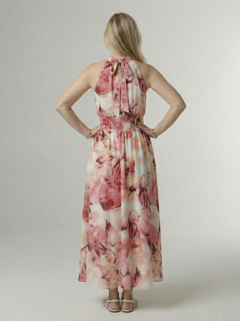 Sylin | Geplooide Halter Midi Jurk