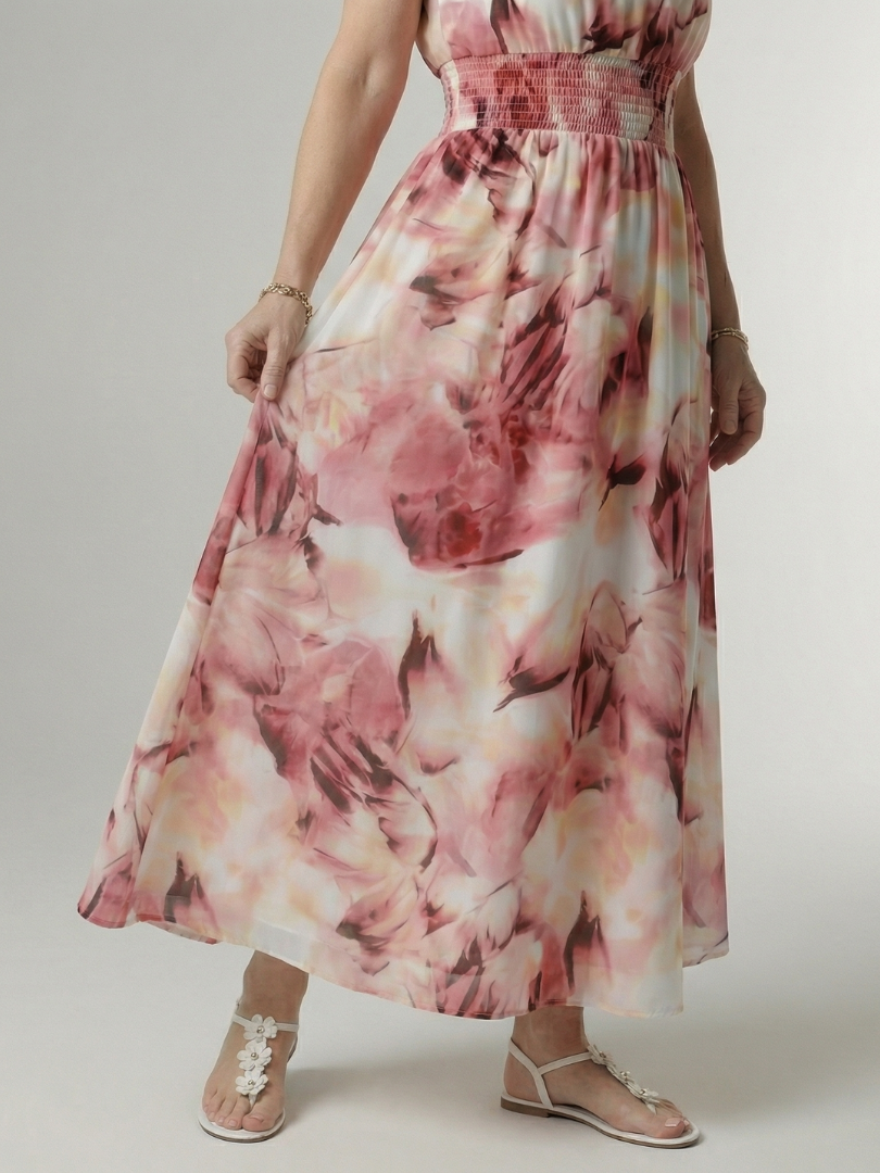 Sylin | Geplooide Halter Midi Jurk