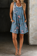 Marvina | Bloemen Denim Jumpsuit