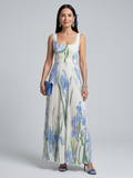 Ophelia | Mouwloze Midi-jurk met Vierkante Hals en Bloemenprint