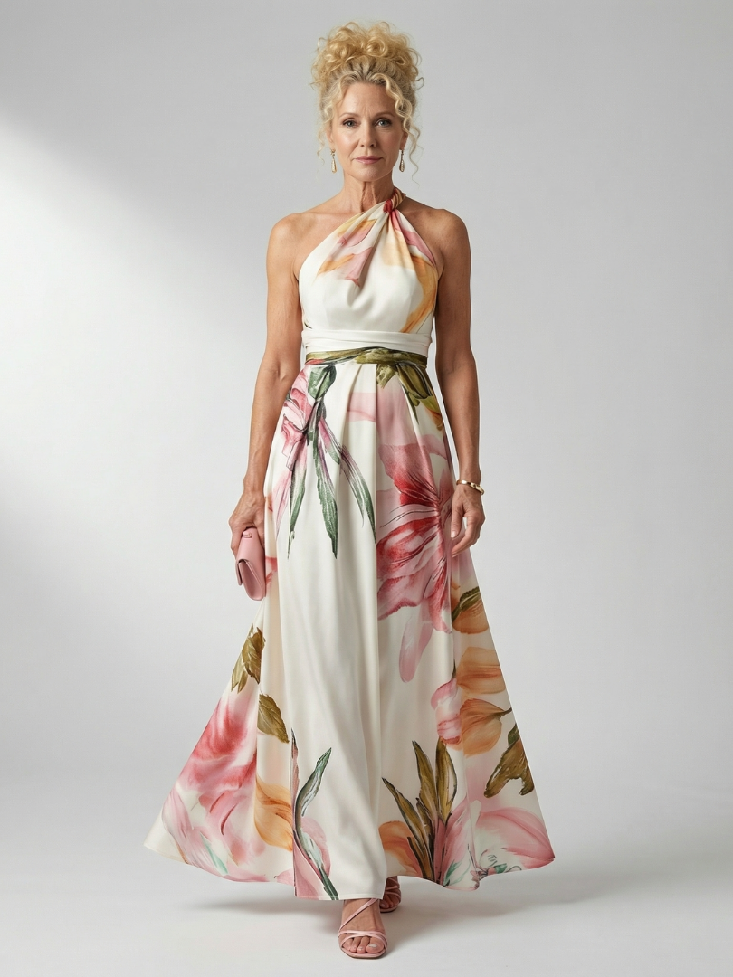 Amiel | Lichte Bloemige Maxi Jurk