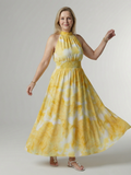 Sylin | Geplooide Halter Midi Jurk