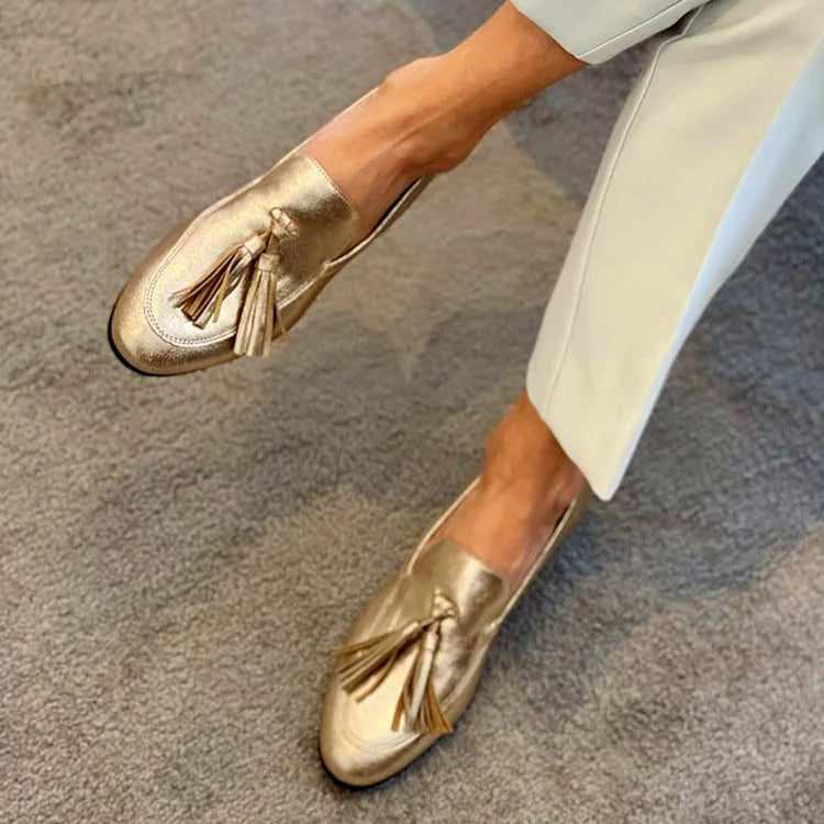 Gouden Mocassins met Kwastjes