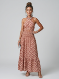 Amira | Geometrische Print Cutout Midi Jurk