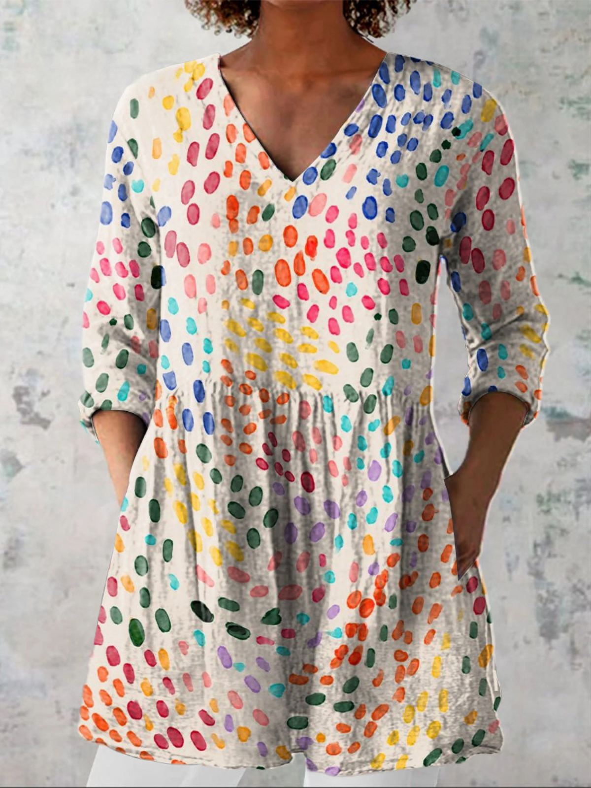 Pauline | Lange Blouse met V-hals