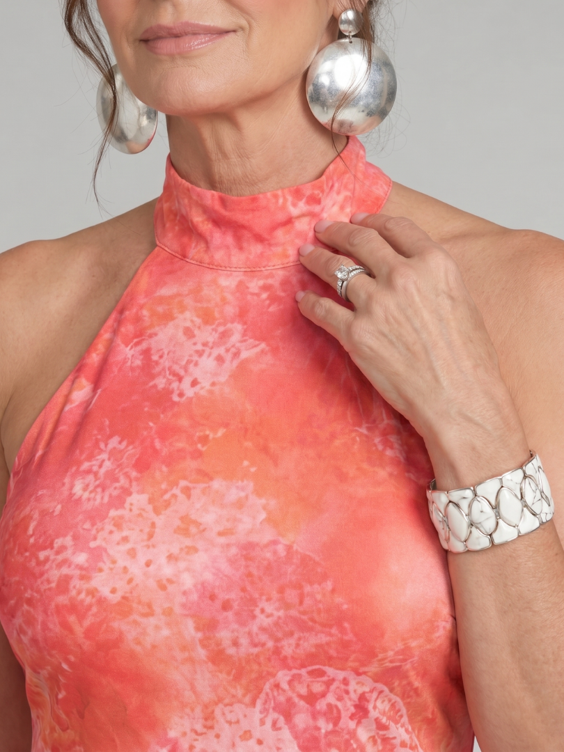 Coraline | Halternek Geprinte Maxi-jurk