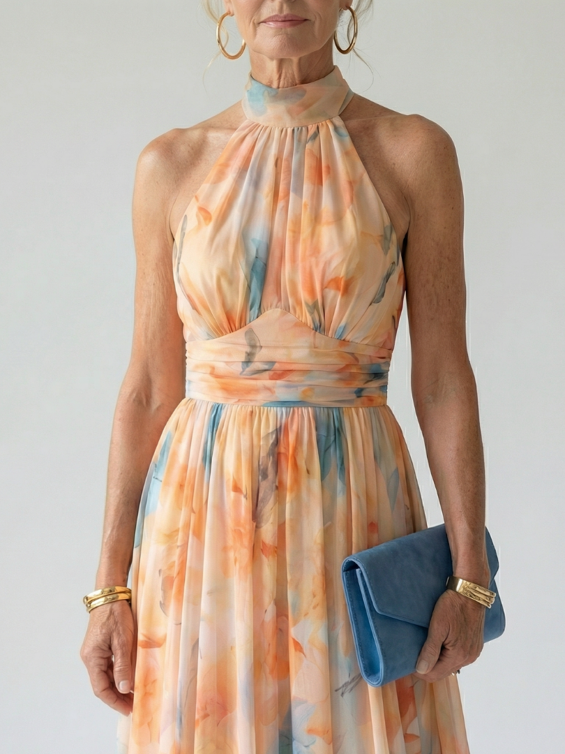 Elin | Zachte Halter Midi Jurk
