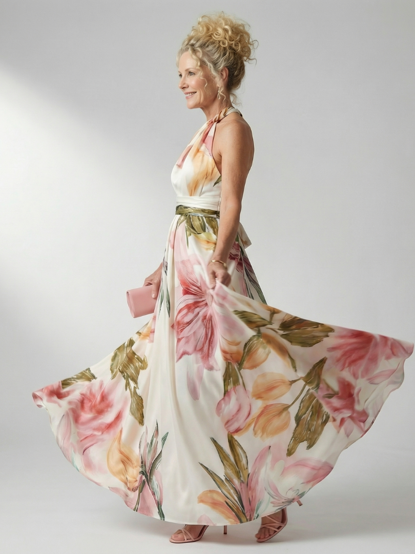 Amiel | Lichte Bloemige Maxi Jurk
