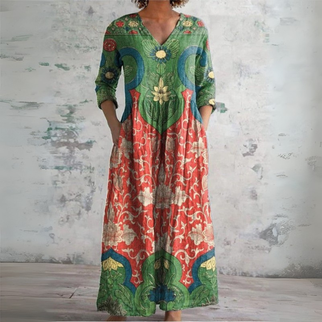 Judith | Vintage Bloemen Maxi Jurk