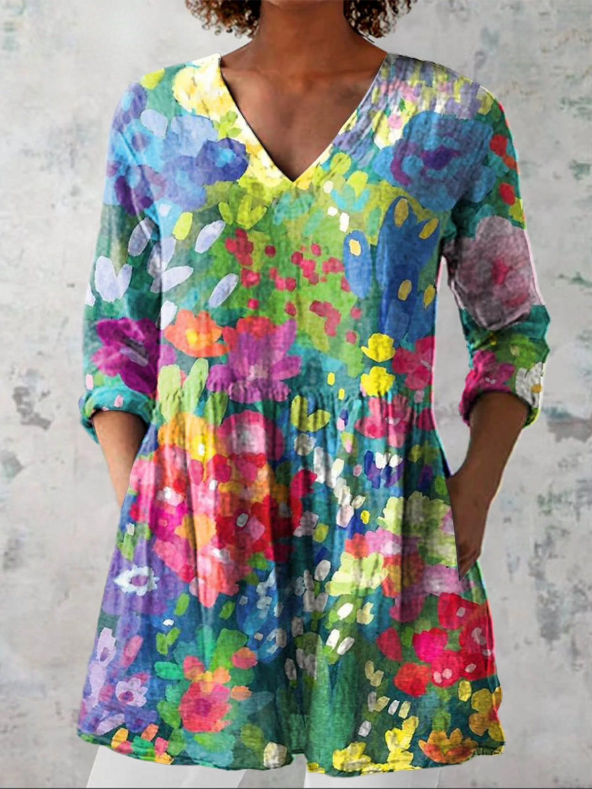 Maelle | Lange Blouse met V-Hals