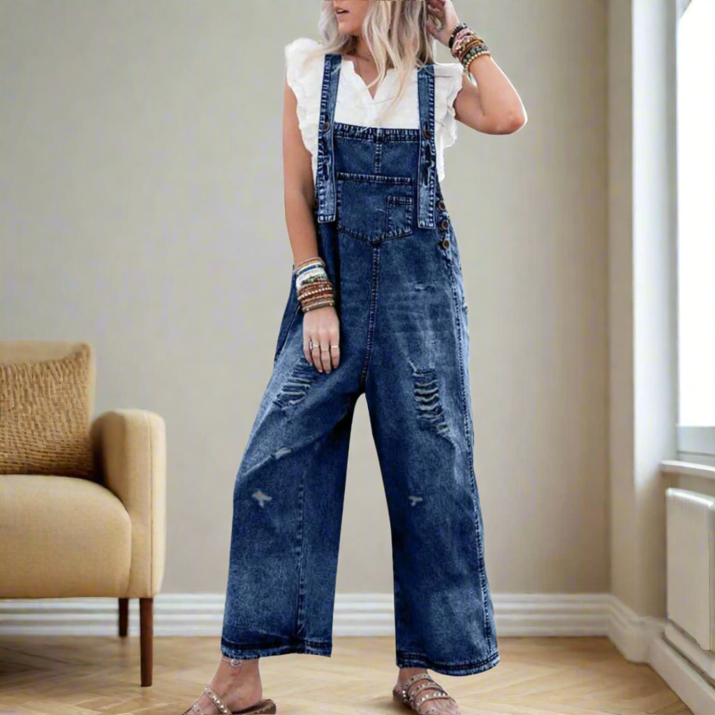 CARMELITA™ – Vintage Washed Verstelbare Jumpsuit