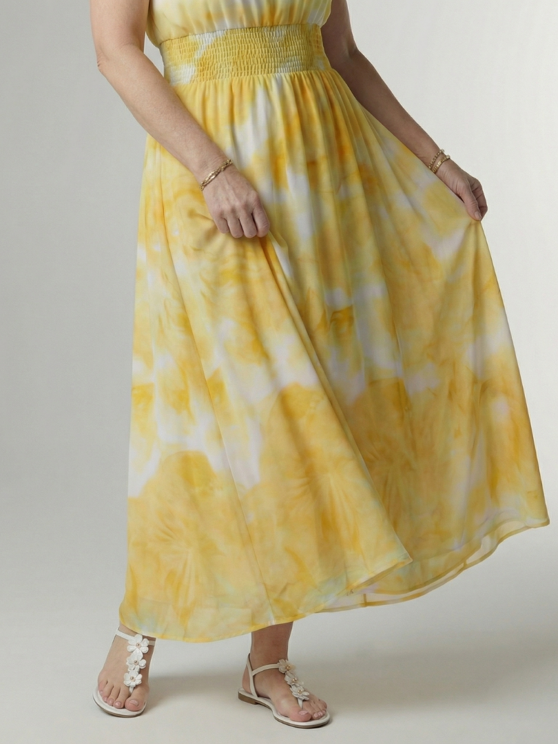 Sylin | Geplooide Halter Midi Jurk