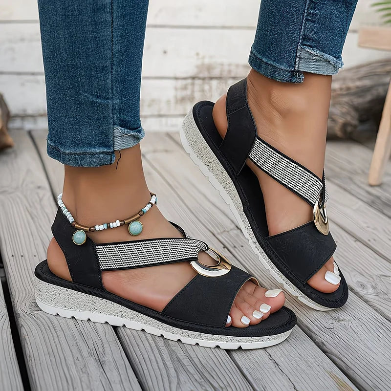 Skylar | Platte Sandalen Met Metalen Gesp