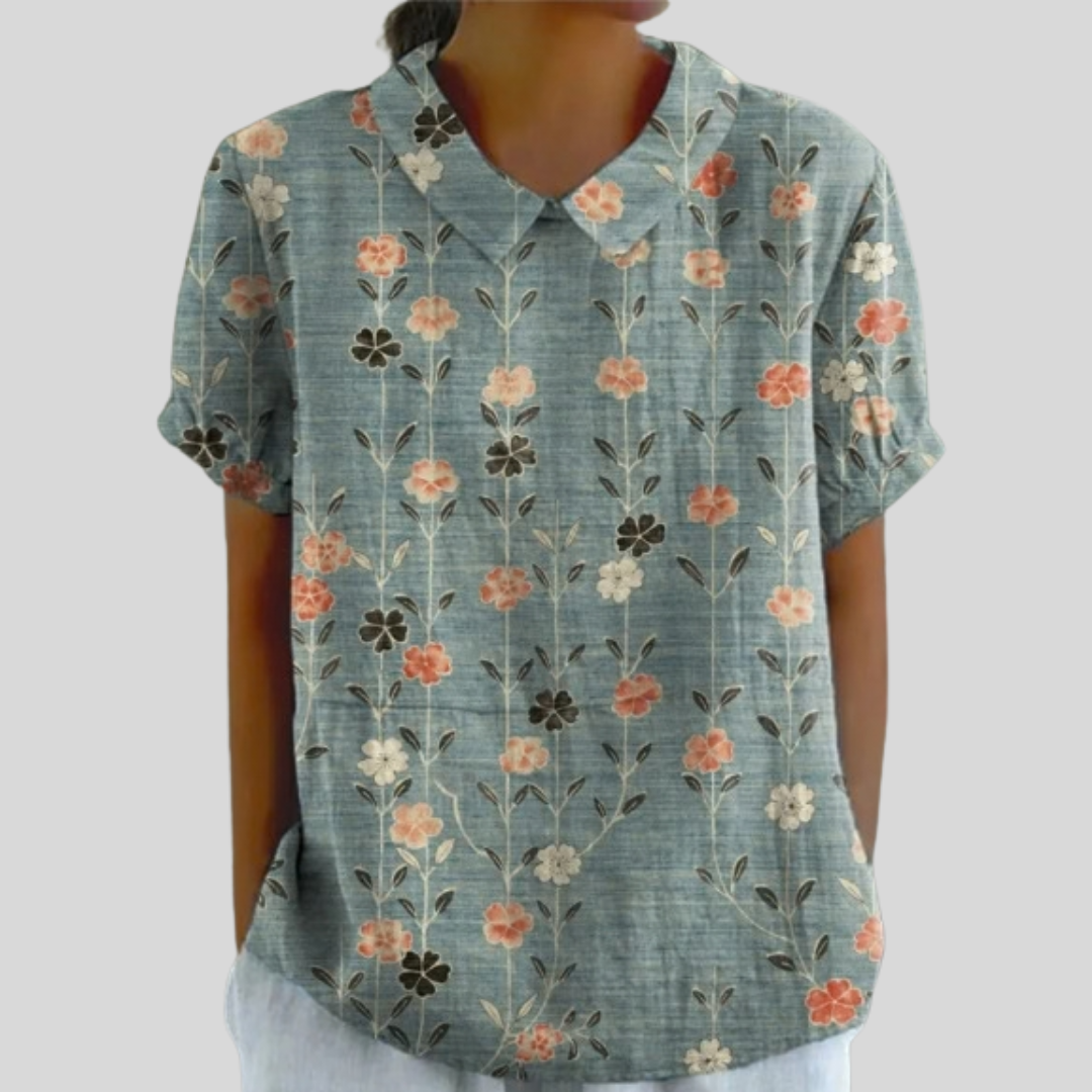 Élora | Blouse Met Geordende Bloemen