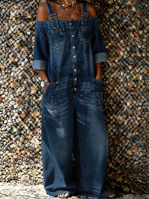 Bo | Denim Overall Jumpsuit met Schouderbanden