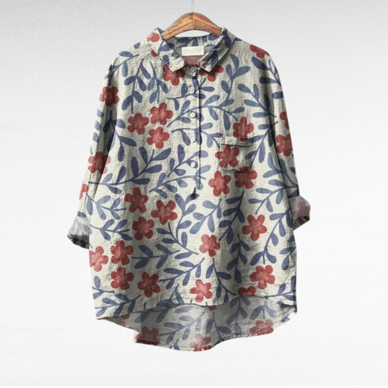Séraphine | Artistieke Bloes met Bloemenprint