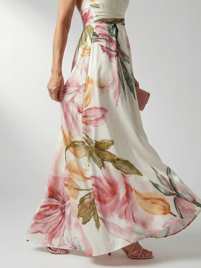 Amiel | Lichte Bloemige Maxi Jurk
