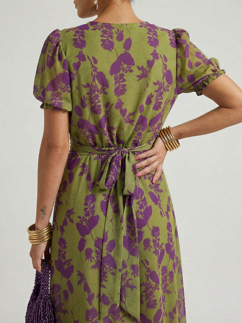 Virel | Ontspannen Bloemen Midi Jurk