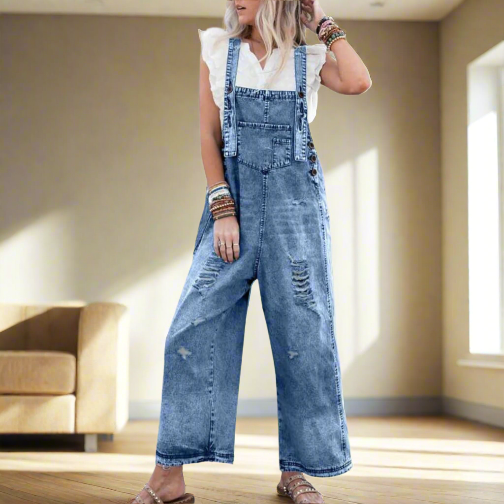 CARMELITA™ – Vintage Washed Verstelbare Jumpsuit