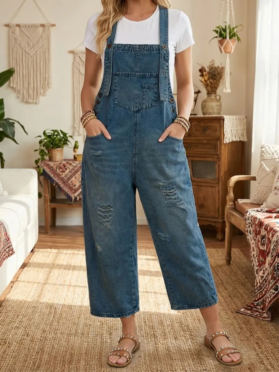 Aurevia | Denim Tuinbroek met Vintage Look