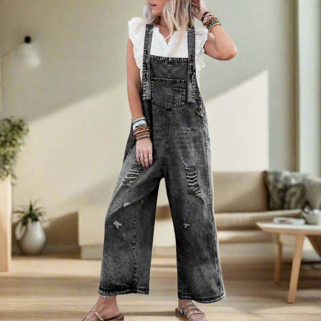 CARMELITA™ – Vintage Washed Verstelbare Jumpsuit
