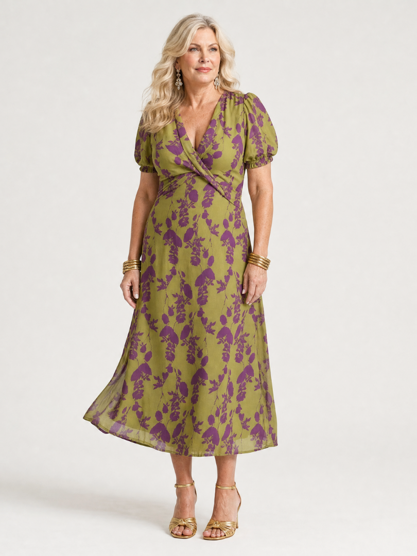 Virel | Ontspannen Bloemen Midi Jurk