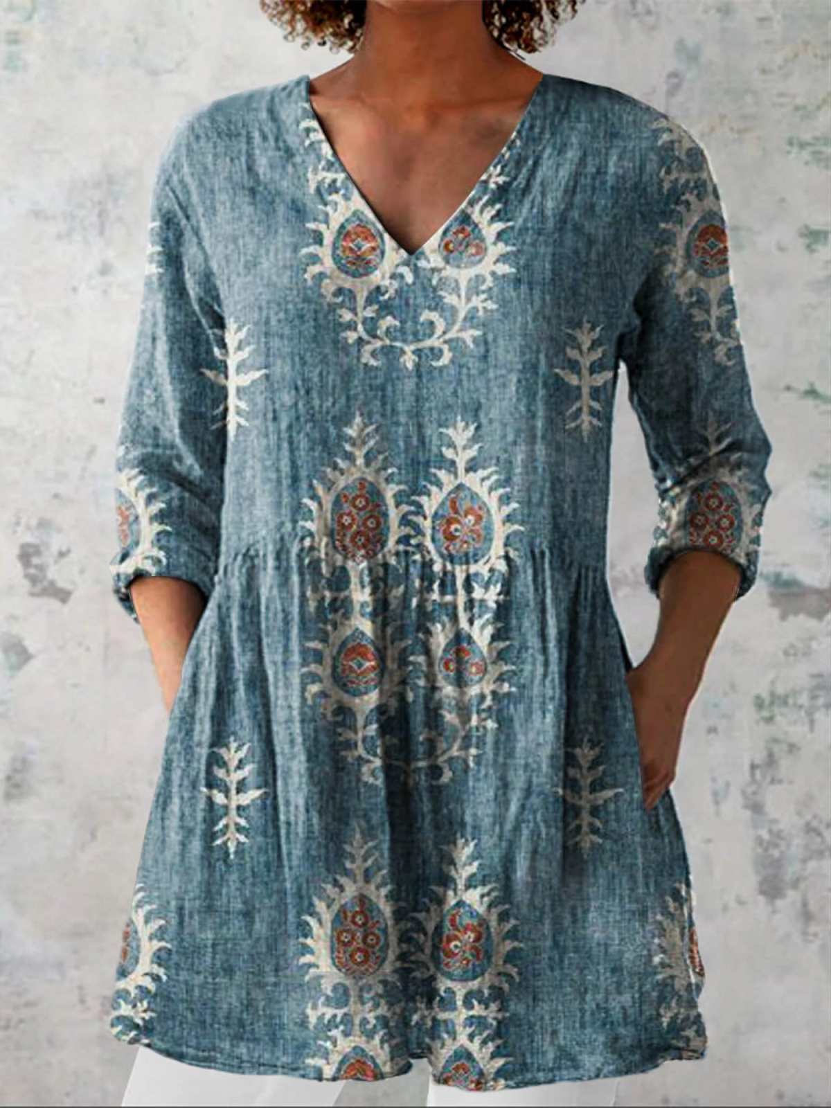 Elise | Lange Blouse met V-Hals