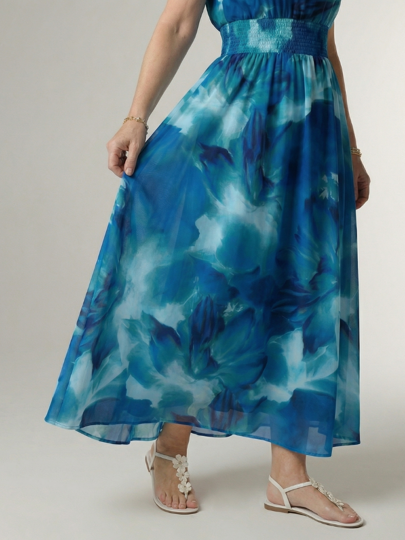 Sylin | Geplooide Halter Midi Jurk