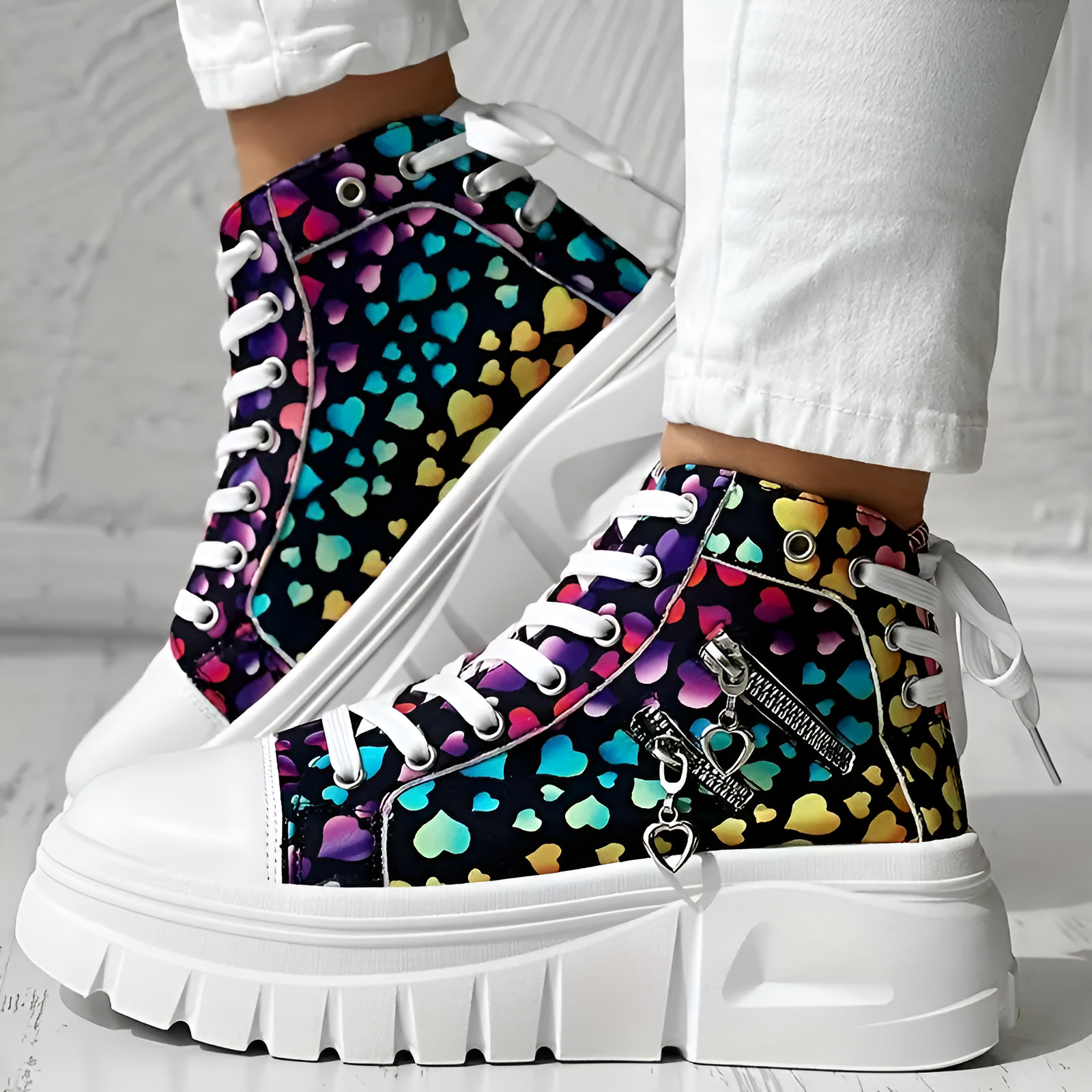 Elin | Orthopedische Hoge Sneakers met spijkerstof