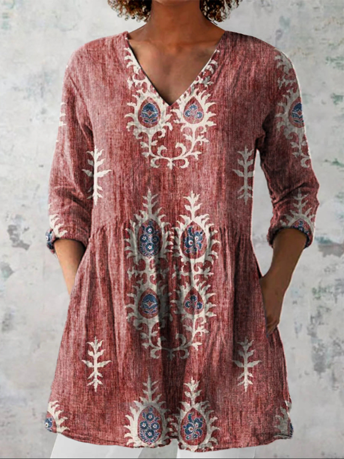Elise | Lange Blouse met V-Hals