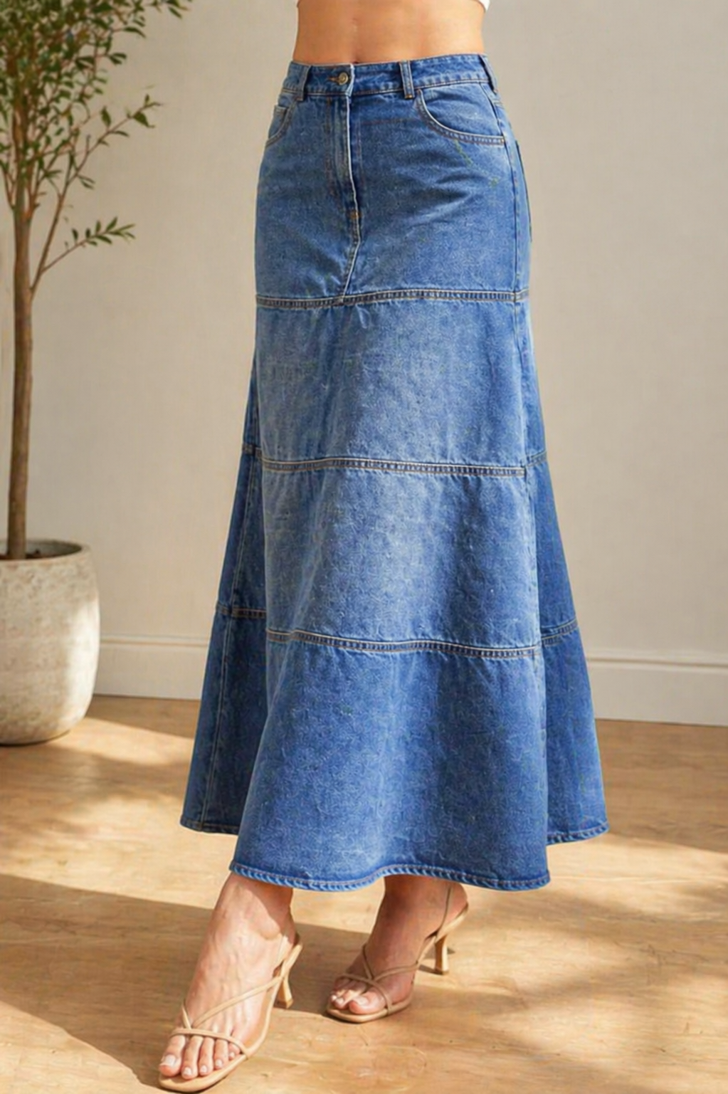 Mary | Middellange Denim Rok