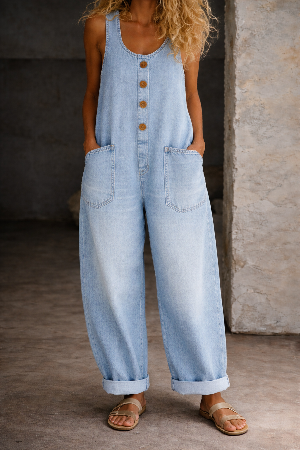 Sadie | Vintage Gewassen Katoenen Denim Overalls