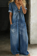 Maya | V-hals Korte Mouwen Jumpsuit