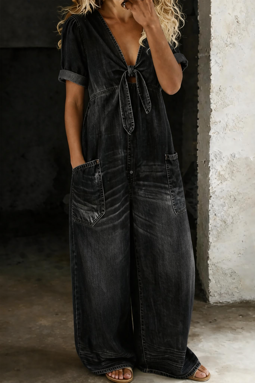 Maya | V-hals Korte Mouwen Jumpsuit